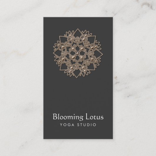 Yoga Instructor Wood Lotus Black (niet echt hout) Visitekaartje (Voorkant)