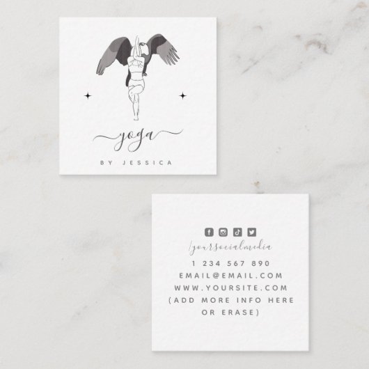 Yoga Instructor Yogi & Eagle Pose Sparkle Elegant Vierkante Visitekaartje (Voorkant / Achterkant)