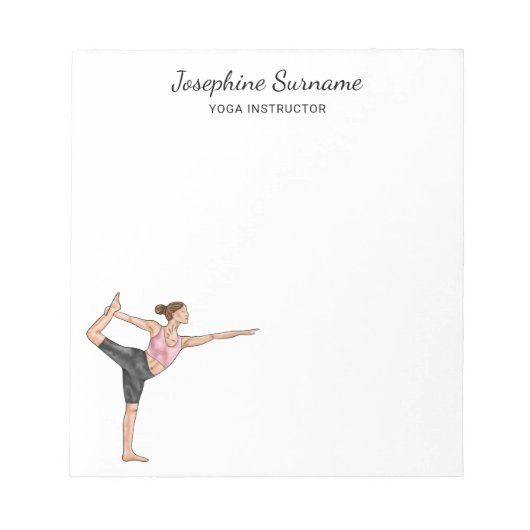 Yoga-instructrice Dancer Pose Docent Aangepaste na Notitieblok (Voorkant)