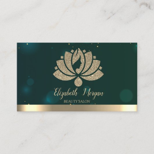 Yoga-instructrice Groen,Lotus Beauty Salon Visitekaartje (Voorkant)