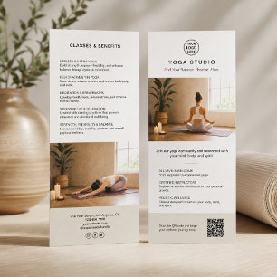 Yoga-instructrice lerares witte promotionele zakel reclamekaart