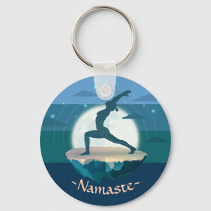 Yoga Instructrice Meditatie Pose Maan Vliegend Eil Sleutelhanger