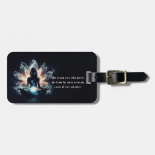 Yoga-instructrice Meditatiehouding Glanzende Nevel Bagagelabel