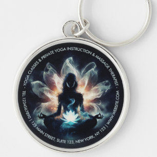 Yoga-instructrice Meditatiehouding Glanzende Nevel Sleutelhanger
