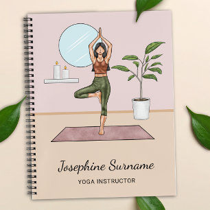 Yoga-instructrice Tree Pose Workout Meisje Aangepa Notitieboek