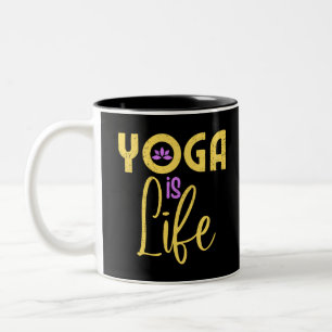 Yoga is een leven-Yoga-medaille Tweekleurige Koffiemok