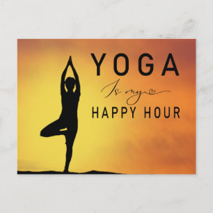 Yoga is mijn happy hour Vrouw die yoga doet Briefkaart
