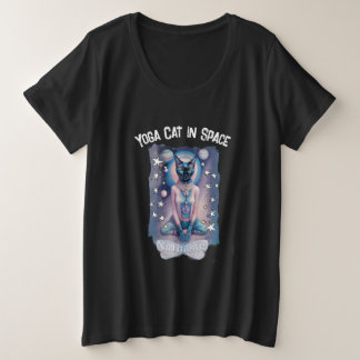 Yoga Kat in de ruimte (donker) Grote Maat T-shirt