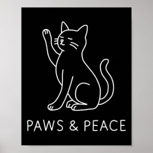 Yoga Kat Lijn Kunst - Poten En Vrede Motief  Poster