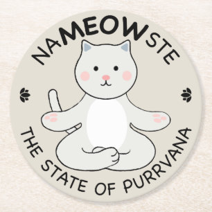 Yoga Kat - Nameowste Ronde Kartonnen Onderzetter