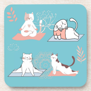 Yoga Katten Lotus Bier Onderzetter