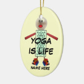Yoga Kerst Cartoon Keramisch Ornament (Links)