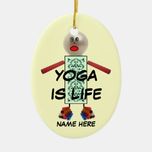 Yoga Kerst Cartoon Keramisch Ornament