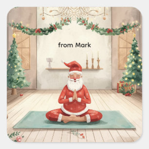 Yoga Kerst met Sinterklaas in yogales Groot Vierkante Sticker