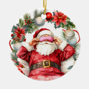 Yoga Kerstman Keramisch Ornament