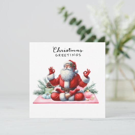 Yoga Kerstman Kerstman Poseren Feest uitnodiging (Staand voorkant)