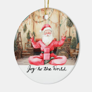 Yoga Kerstman Kerstman Poseren yoga Keramisch Ornament