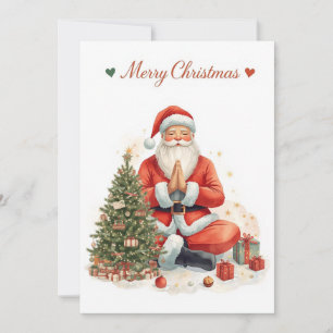 Yoga Kerstman Kerstman poserend Yoga Vakantie Feestdagenkaart