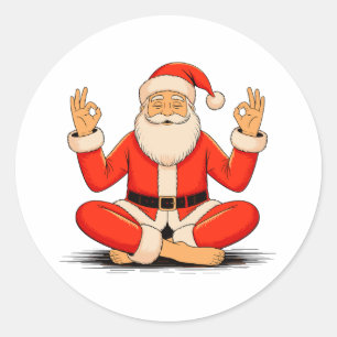 Yoga Kerstman Namaste Meditatie Kerstvakantie Ronde Sticker