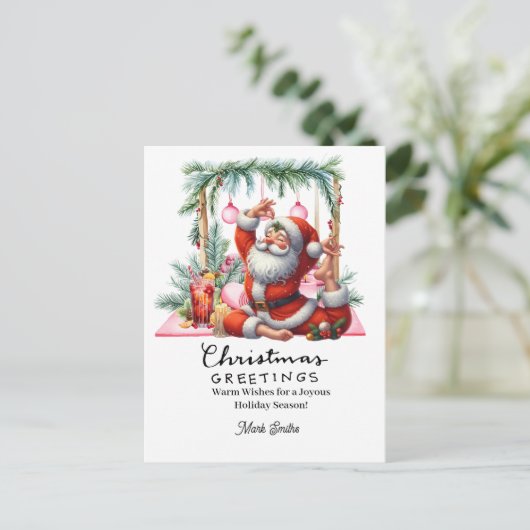 Yoga Kerstman Posing Feestdagenkaart (Staand voorkant)
