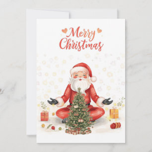 Yoga Kerstman Santa Claus poserend Yoga Vakantie Feestdagenkaart