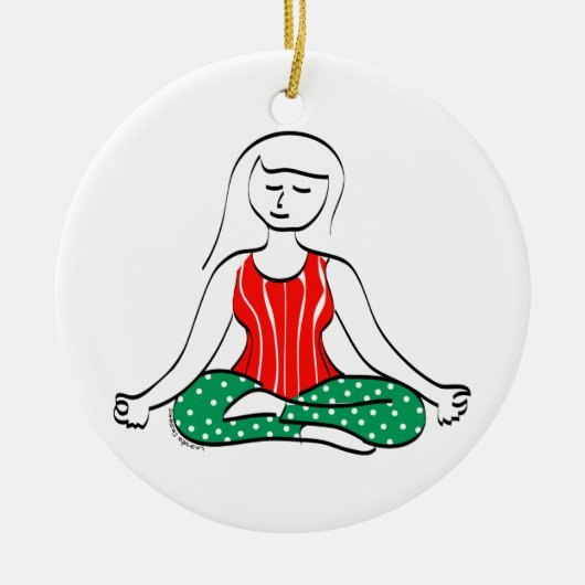 Yoga Kerstversier Keramisch Ornament (Voorkant)