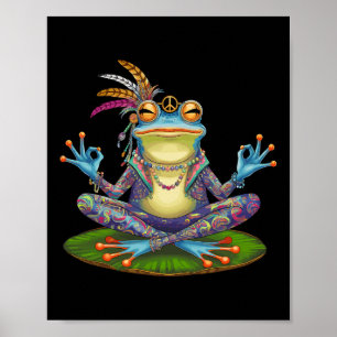Yoga Kikker Vreedzaam Vrede Hippie Poster