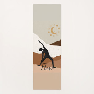 Yoga-krijger stelt silhouette meditatie flow, bevr yogamat