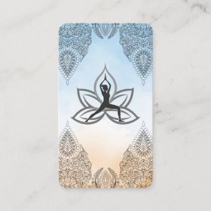 Yoga krijgershouding Mandala-patroon Visitekaartje