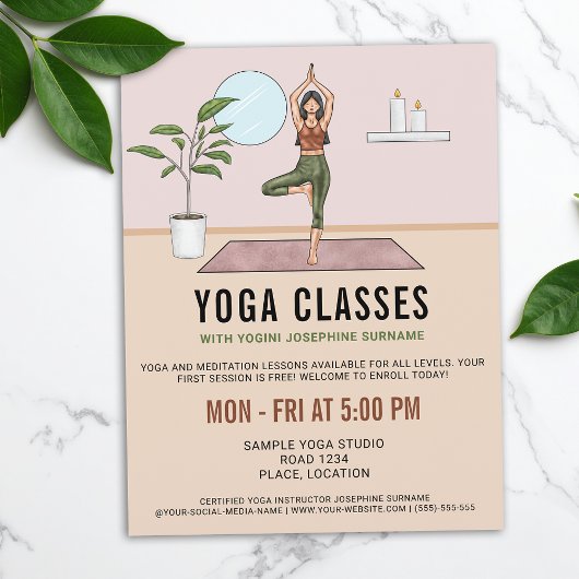 Yoga Lessen Boom Pose Yogini Instructor Lessen Flyer