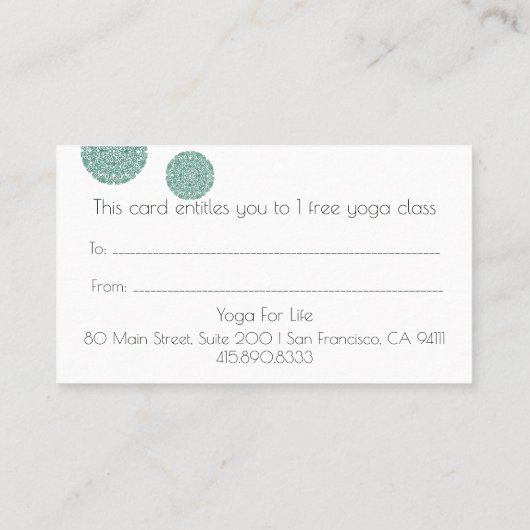 Yoga Lessenkaart Visitekaartje (Achterkant)