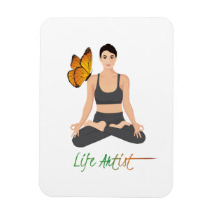 Yoga Leven Kunstenaar Slogan Meisje Lotus Vlinder Magneet