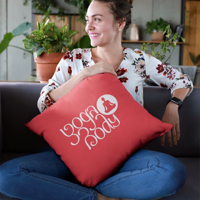 Yoga Lichaam met Yoga Pose Graphic Print Kussen (Creator heeft geüpload)