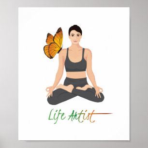 Yoga Life Artist Slogan Butterfly Inspirerend Poster