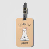 Yoga Llama - Llamaste Pun Monogram Naam Bagagelabel (Voorkant (verticaal))