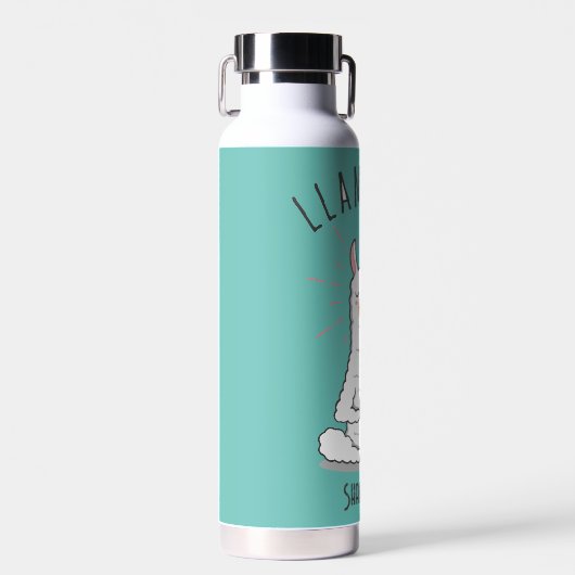 Yoga Llama - Llamaste Pun Monogram Naam Waterfles (Voorkant)