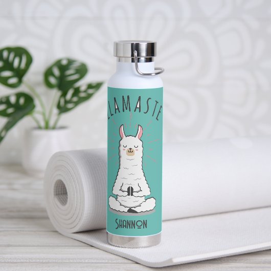 Yoga Llama - Llamaste Pun Monogram Naam Waterfles (Yoga)
