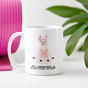 Yoga Llama Mama   LlaMOMste Cute Pink Monogram Koffiemok