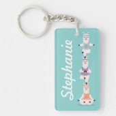 Yoga Llamas Meditating Fun & Cute Custom Name Sleutelhanger (Voorkant)