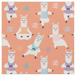 Yoga Llamas Pattern   Fun Yoga Llama-tekens Stof