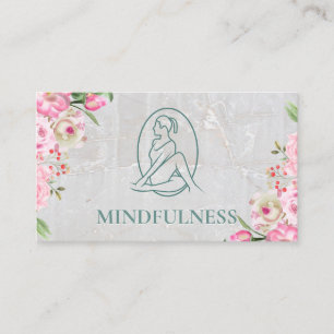 Yoga Logo   Marmer Pink Flowers Visitekaartje