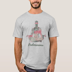 Yoga Lotus Pose in de kleuren grijs en bessen T-shirt