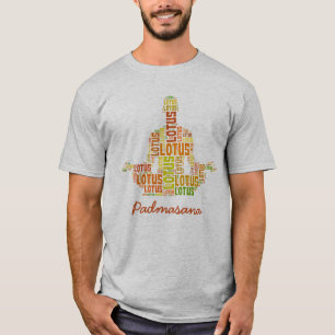 Yoga Lotus Pose in de kleuren Sinaasappel en Groen T-shirt