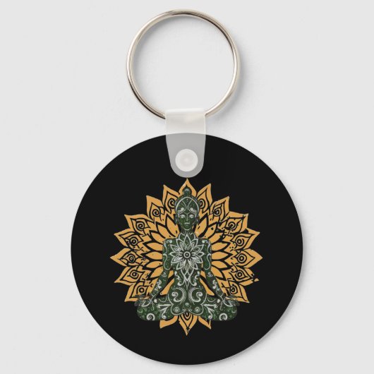 Yoga Lotus Pose Zen Graphic Sleutelhanger (Voorkant)