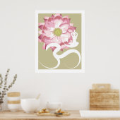 Yoga & Lotus Rose Fleur Om Blanc Poster Spirituel (Cuisine)