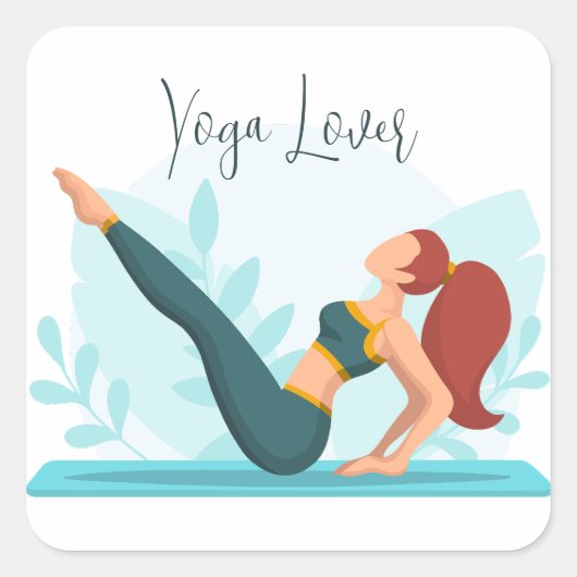  Yoga Lover Design met Navasana Pose Vierkante Sticker (Voorkant)