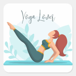  Yoga Lover Design met Navasana Pose Vierkante Sticker