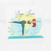 Yoga Lover Design met Warrior Pose Vierkante Sticker