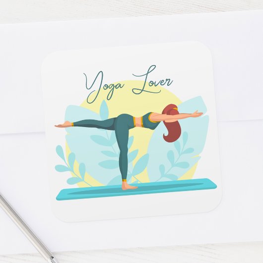 Yoga Lover Design met Warrior Pose Vierkante Sticker