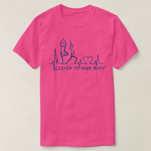 Yoga Luister naar uw lichaam ECG Yoga Mantra T-shirt (Design voorkant)